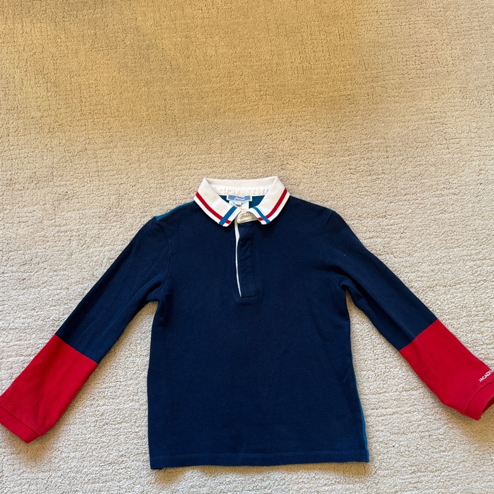 Jacadi Navy and Red Long Sleeve Polo